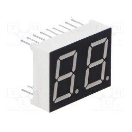 10 pcs : LDD056BAG-101-02 - Display: LED, 7-segment, 14.22mm, 0.56', No.char: 2, green, 6mcd