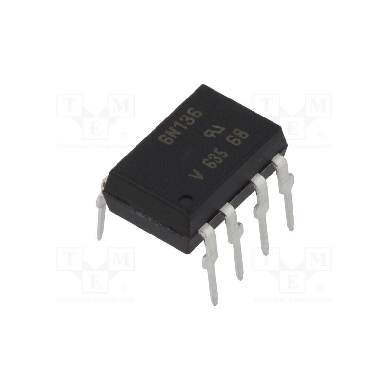 10 pcs : 6N136 - Optocoupler, THT, Ch: 1, OUT: transistor, Uinsul: 5.3kV, 1Mbps, DIP8
