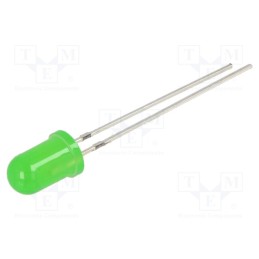 10 pcs : OSG5DA5A34A-12V - LED, 5mm, green, 1120÷1560mcd, 30°, Front: convex, 15V, No.of term: 2