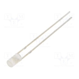 10 pcs : OSM5DK3HE2B-12V - LED, 3mm, white warm, 750mcd, 140°, Front: flat, 12V, No.of term: 2