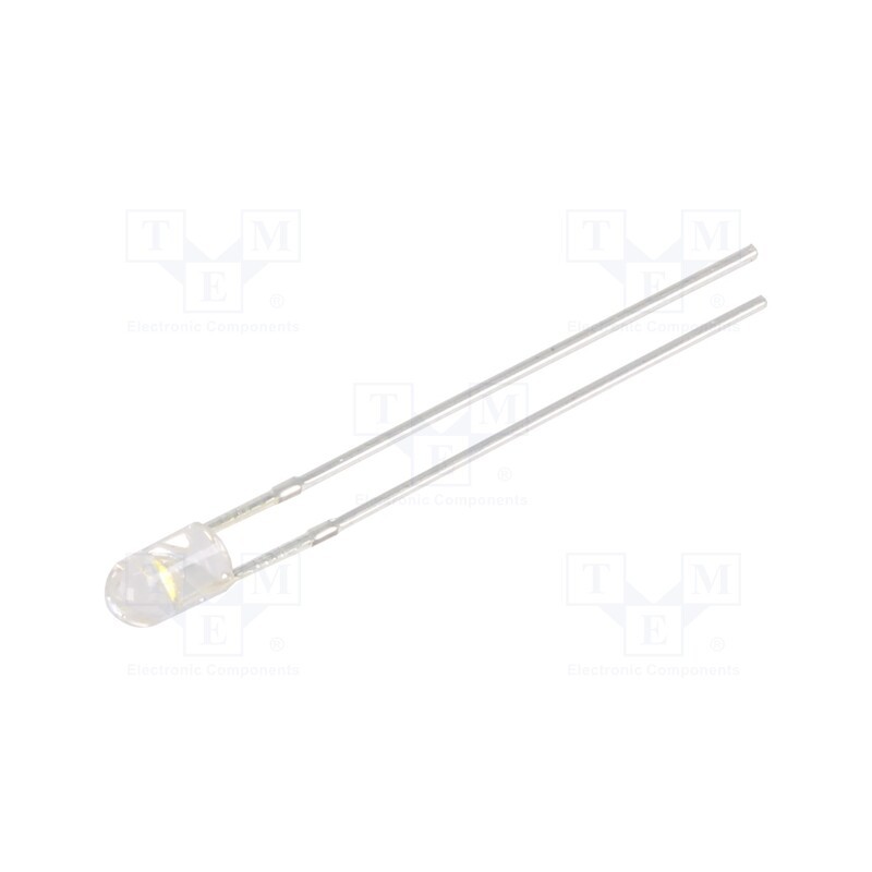 10 pcs : OSM5DK3E31B-12V - LED, 3mm, white warm, 2180÷3000mcd, 30°, Front: convex, 12V, 225mW