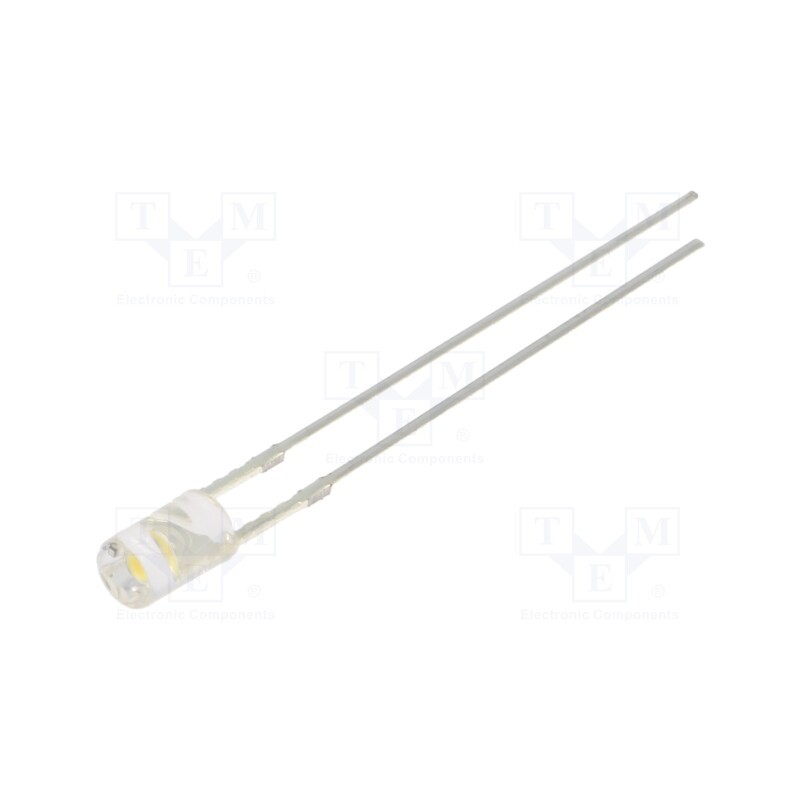 10 pcs : OSM5DK3HE1B-5V - LED, 3mm, white warm, 1120÷1560mcd, 140°, Front: flat, 5V, -30÷85°C
