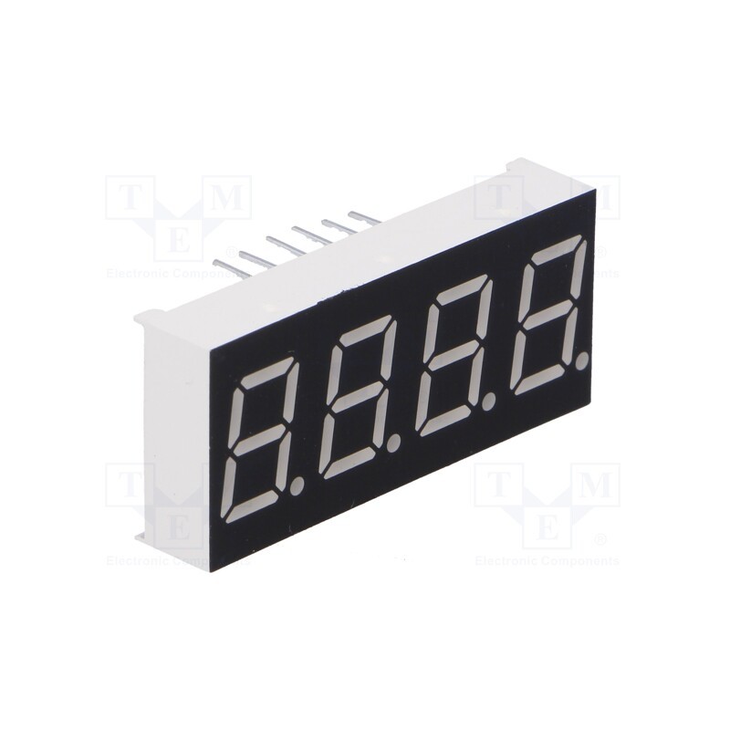 10 pcs : LFD039AUE-102A-01 - Display: LED, 7-segment, 9.91mm, 0.39', No.char: 4, red, 5.6mcd