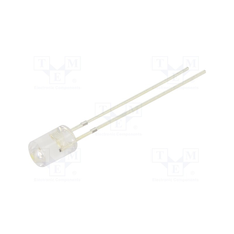 10 pcs : OSW5DK5GA1B-5V - LED, 5mm, white cold, 1120÷1560mcd, 100°, Front: flat, 5V, -30÷85°C