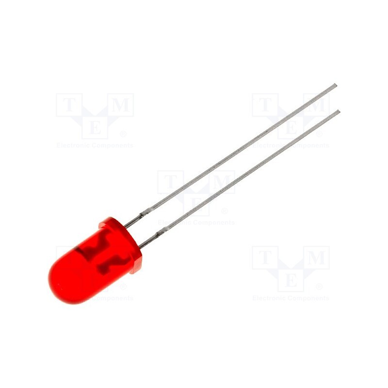 10 pcs : L-56BID - LED, 5mm, red, blinking, 20÷80mcd, 60°, 3.5÷14V, 22mA, Front: convex