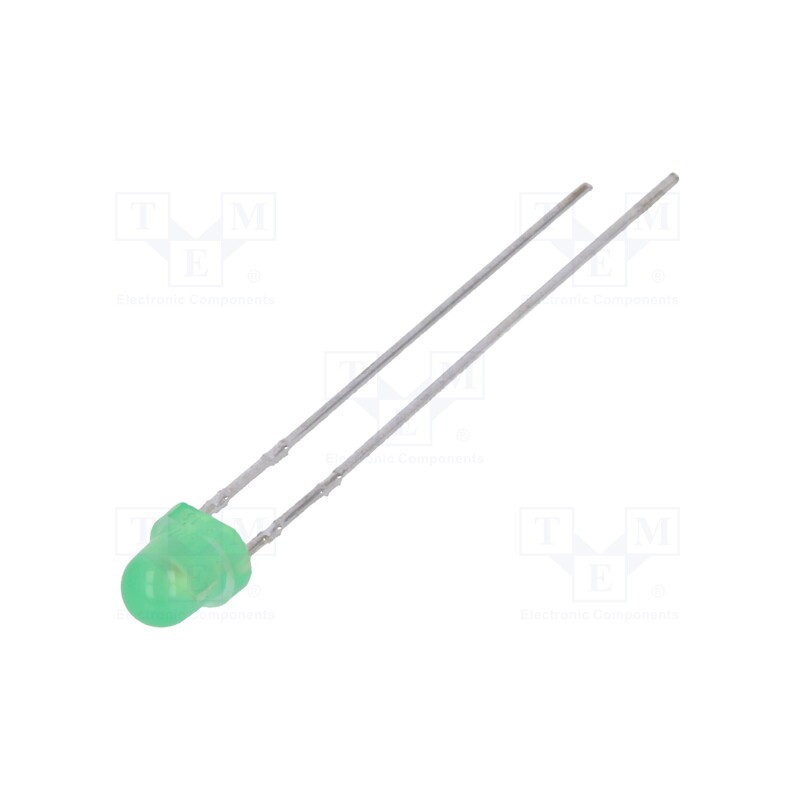 10 pcs : SLR-332MG3F - LED, 3.2mm, yellow green, 5.6÷16mcd, 85°, Front: convex, 2.1V