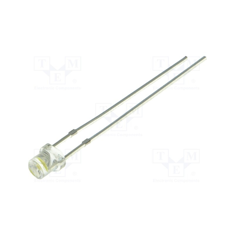 10 pcs : OSM5DK33C1A - LED, 3mm, white warm, 500÷750mcd, 120°, Front: recessed, 2.9÷3.6V