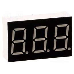 10 pcs : LTD036AUE-101C-03 - Display: LED, 7-segment, 9.14mm, 0.36', No.char: 3, red, 6.5mcd