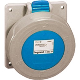 1 pcs - Legrand, P17 Tempra Pro IP66, IP67 Blue Panel Mount 2P + E Industrial Power Socket, Rated At 32A, 230 V