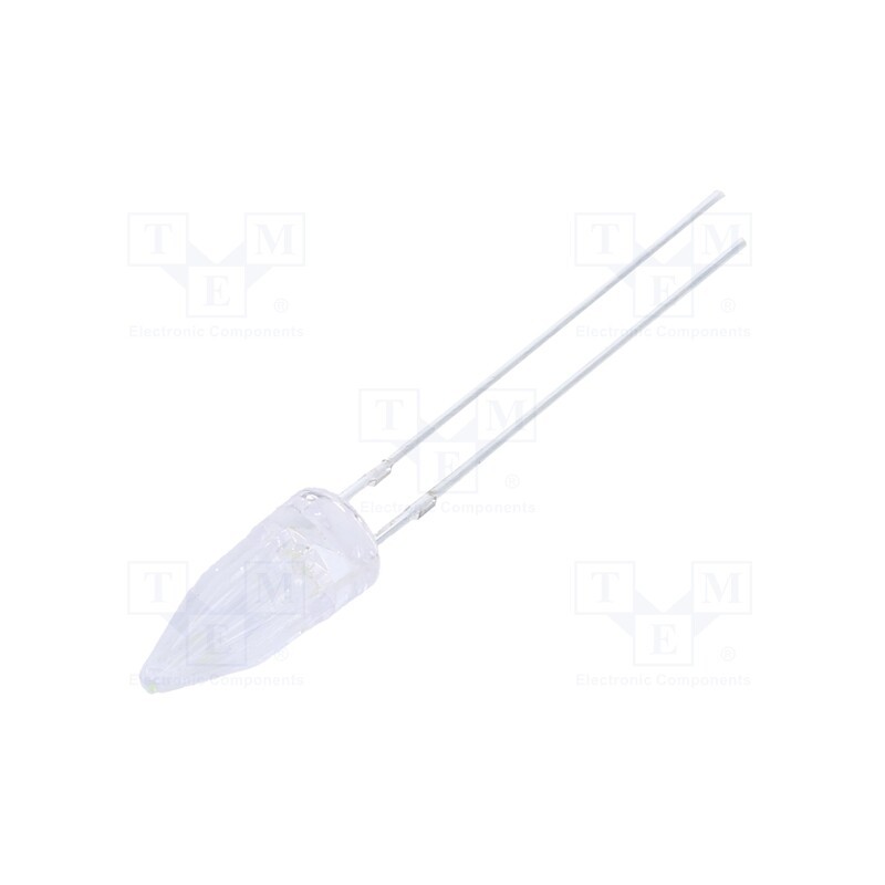 10 pcs : OSB64K58A1B - LED, 5mm, blue (ice blue), 2180÷3000mcd, 100°, Front: Rocket, THT