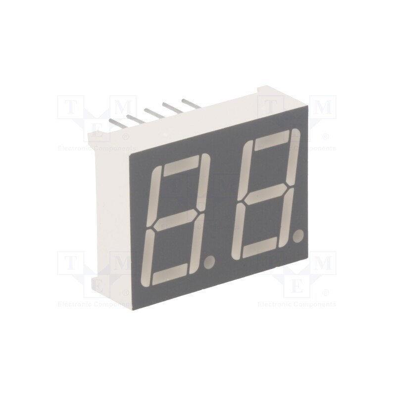 10 pcs : FYD-5621BUHR-21 - Display: LED, 7-segment, 14.2mm, 0.56', No.char: 2, red, 30÷60mcd