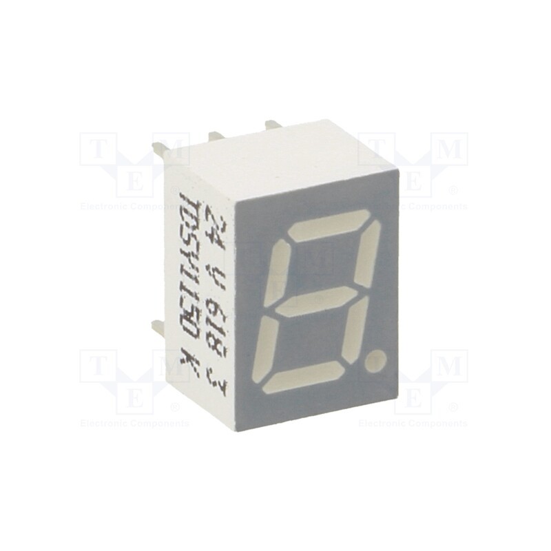10 pcs : TDSY1150 - Display: LED, 7-segment, 7mm, 0.28', No.char: 1, yellow, 0.45÷3mcd