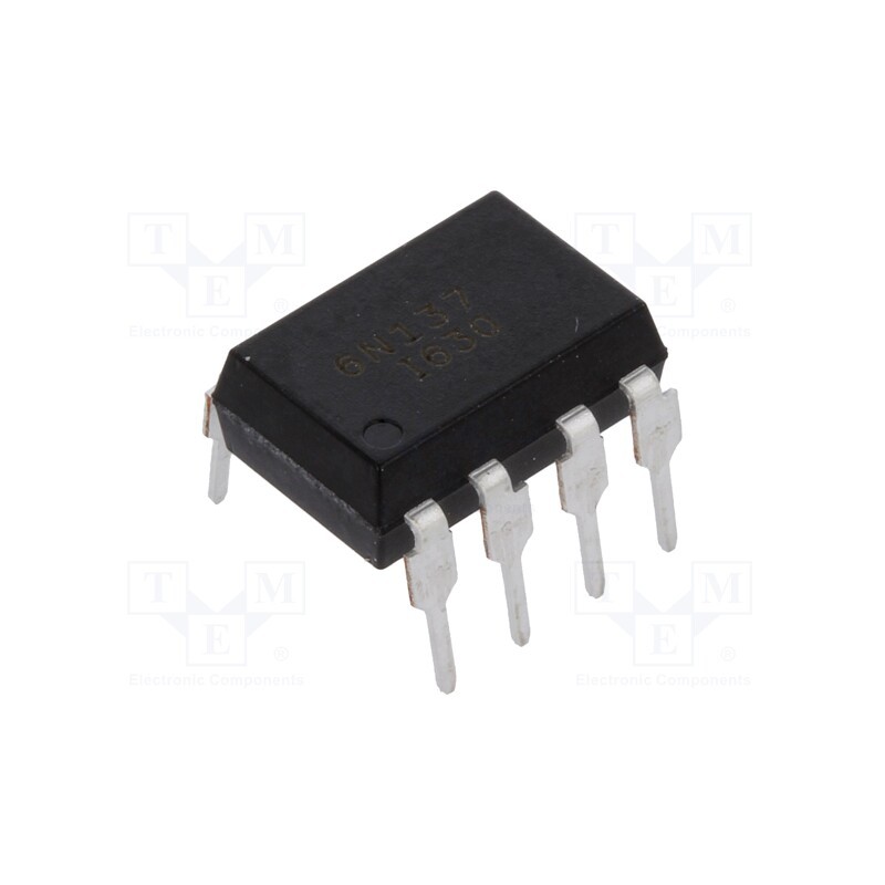 10 pcs : 6N137 - Optocoupler, THT, Ch: 1, OUT: logic, CTR@If: 19-50%@16mA, DIP8