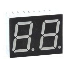 10 pcs : LDD056AAG-101-02 - Display: LED, 7-segment, 14.22mm, 0.56', No.char: 2, green, 6mcd