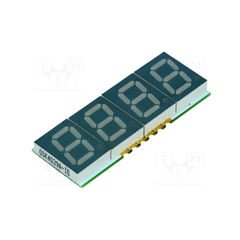 10 pcs : OSK4039A-LR - Display: LED, 7-segment, 10mm, 0.39', No.char: 4, red, 4÷15mcd, SMD