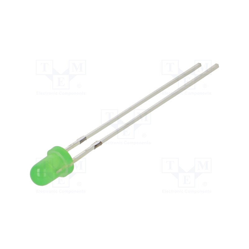 10 pcs : OSG58A3164A-1MA - LED, 3mm, green, 330÷500mcd, 60°, Front: convex, 2.8÷3.4V, -30÷85°C
