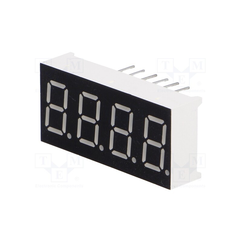 10 pcs : LFD036AAG-101-02 - Display: LED, 7-segment, 9.14mm, 0.36', No.char: 4, green, 4.6mcd