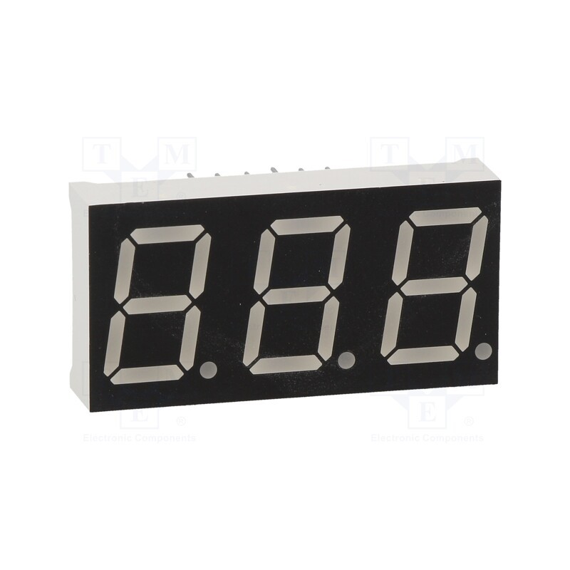 10 pcs : OPD-T5621LY-BW - Display: LED, 7-segment, 14.2mm, 0.56', No.char: 3, yellow, 60mcd