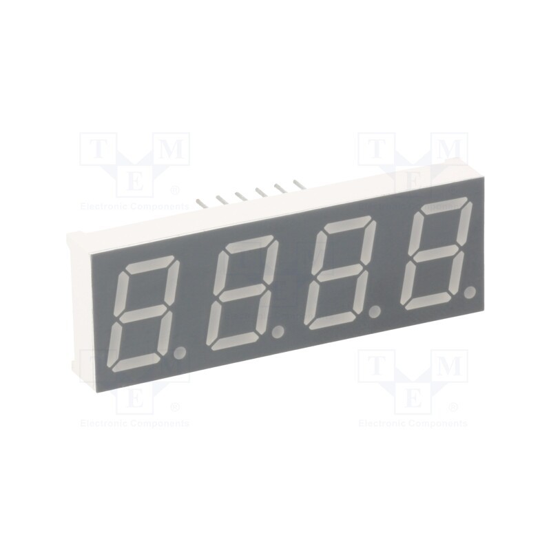 10 pcs : KW4-521AVA - Display: LED, 7-segment, 13.2mm, 0.52', No.char: 4, red, 40÷80mcd