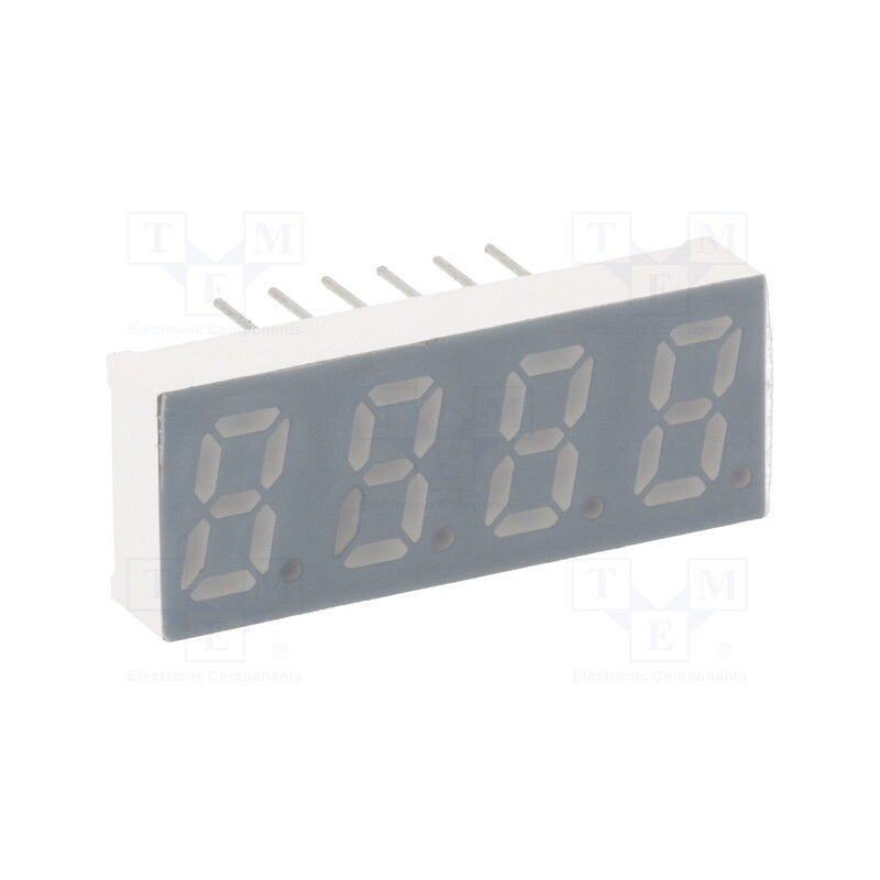 10 pcs : KW4-311CGA - Display: LED, 7-segment, 8mm, 0.31', No.char: 4, yellow-green