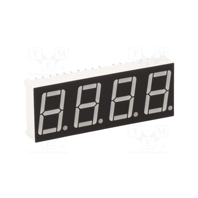 10 pcs : KW4-562CGB - Display: LED, 7-segment, 14.2mm, 0.56', No.char: 4, yellow-green
