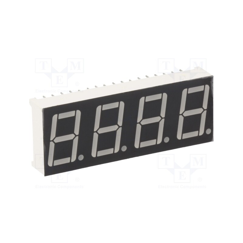 10 pcs : KW4-562AGB - Display: LED, 7-segment, 14.2mm, 0.56', No.char: 4, yellow-green
