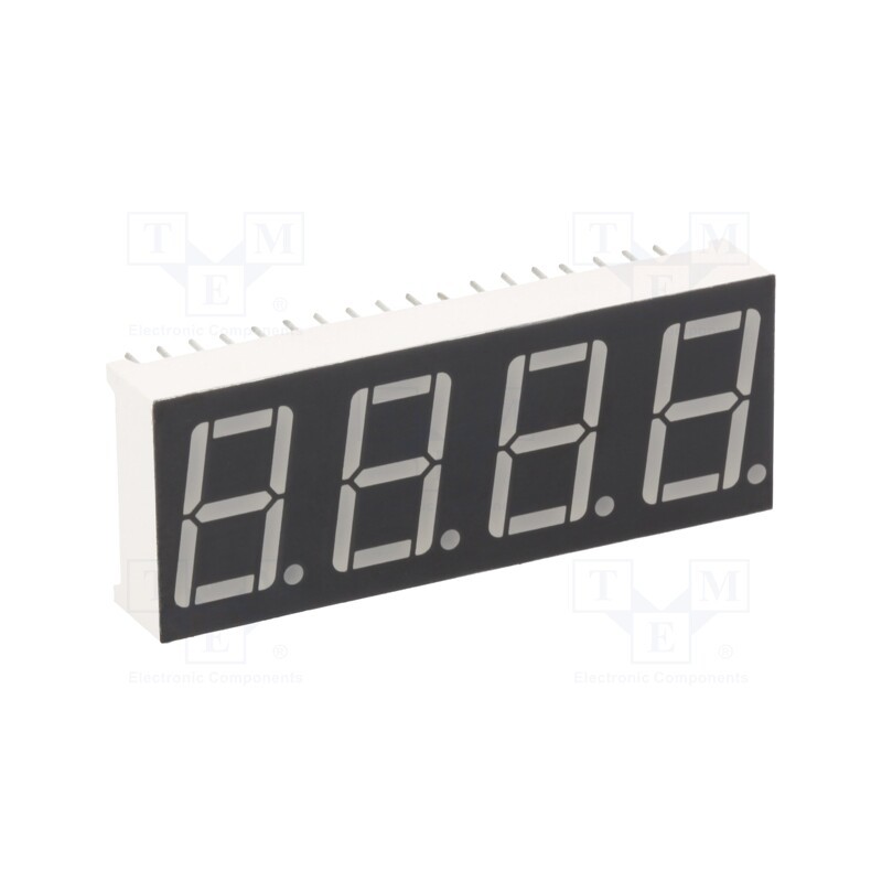 10 pcs : KW4-562AVB - Display: LED, 7-segment, 14.2mm, 0.56', No.char: 4, red, 40÷80mcd