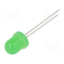 10 pcs : OSG58164A-VV - LED, 8mm, green, 400mcd, 60°, Front: convex, 3÷15V, No.of term: 2