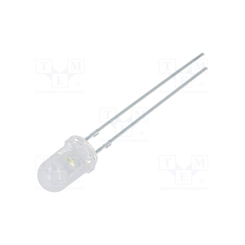10 pcs : OSW5DK51A5A - LED, 5mm, white cold, 4200÷5800mcd, 100°, Front: convex, 2.7÷3.4V
