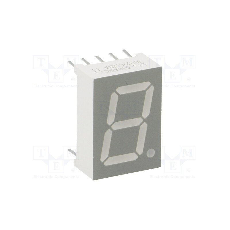 10 pcs : LTS-546AWC - Display: LED, 7-segment, 13.2mm, 0.52', No.char: 1, red, 0.8mcd