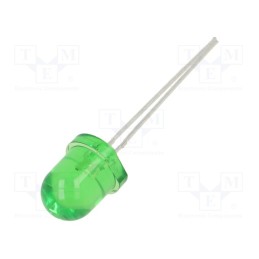 10 pcs : OSG58133A-VV - LED, 8mm, green, 7000mcd, 30°, Front: convex, 3÷15V, No.of term: 2