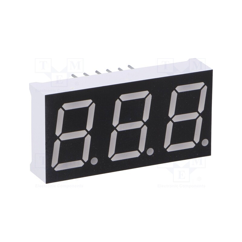 10 pcs : OPD-T5620SR-BW - Display: LED, 7-segment, 14.2mm, 0.56', No.char: 3, red, 8mcd, anode
