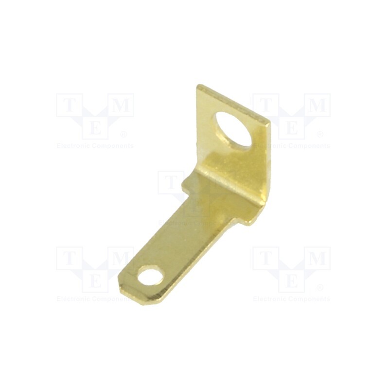 10 pcs : 2002 - Terminal: flat, 2.8mm, 0.5mm, male, M2, screw, brass, angled 90°