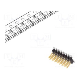 10 pcs : 20021121-00016C4LF - Pin header, pin strips, Minitek127®, male, PIN: 16, vertical, SMT