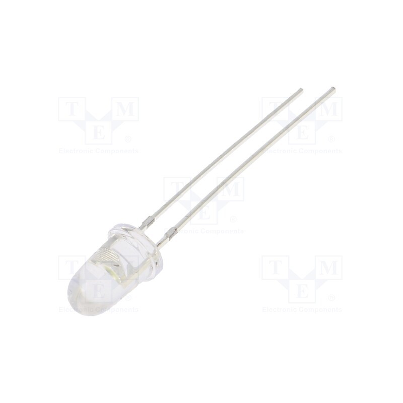 10 pcs : OSW44P5201A - LED, 5mm, white, 60000÷72000mcd, 8°, Front: convex, 2.9÷3.4V