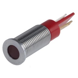 1 pcs - RS PRO Red Panel Mount Indicator, 24V dc, 8mm Mounting Hole Size, Faston, Solder Lug Termination, IP67