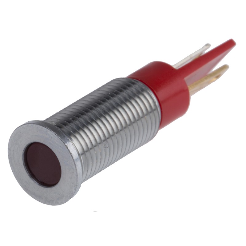 1 pcs - RS PRO Red Panel Mount Indicator, 24V dc, 8mm Mounting Hole Size, Faston, Solder Lug Termination, IP67