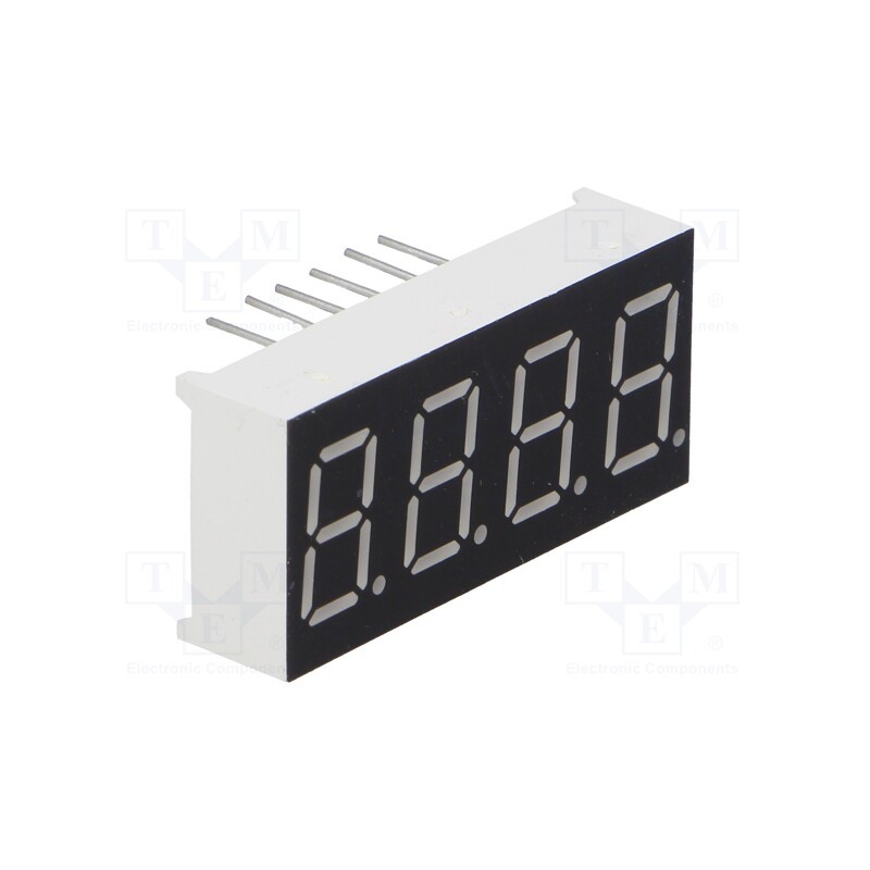 10 pcs : LFD036BUE-101B-03 - Display: LED, 7-segment, 9.14mm, 0.36', No.char: 4, red, 6.8mcd