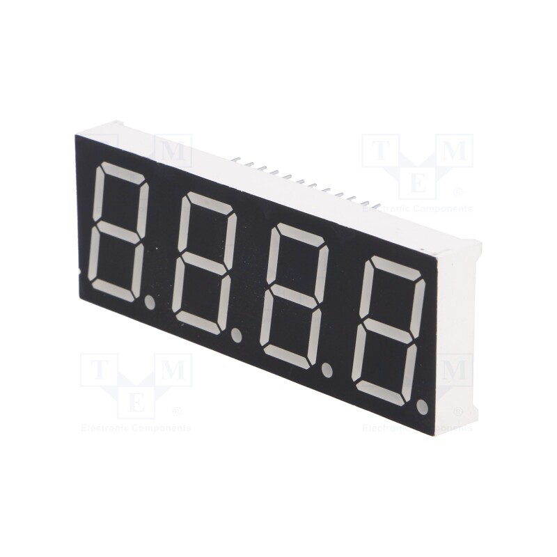 10 pcs : LFD080AAG-103-01 - Display: LED, 7-segment, 20.32mm, 0.8', No.char: 4, green, 5.6mcd