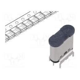 10 pcs : 2047110001 - Socket, USB C, on PCBs, SMT, PIN: 24, vertical, USB 3.1, gold-plated