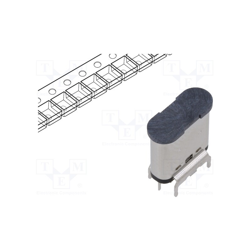 10 pcs : 2047110001 - Socket, USB C, on PCBs, SMT, PIN: 24, vertical, USB 3.1, gold-plated