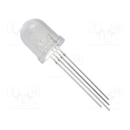10 pcs : NTE30157 - LED, 10mm, RGB, 30°, Front: convex, 1.8÷2.2/2.8÷3.4/2.8÷3.4V