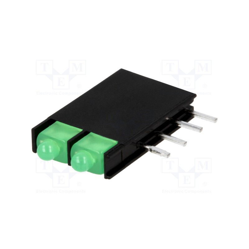 10 pcs : L-4060VH/2GD - LED, in housing, green, 1.8mm, No.of diodes: 2, 20mA, 70°, 2.2÷2.5V
