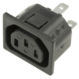 1 pcs - Bulgin C13 Snap-In IEC Connector Socket, 10A, 250 V