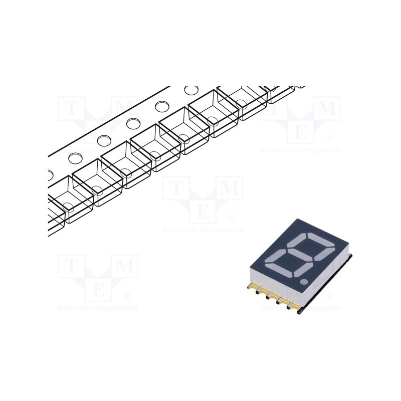 10 pcs : OPS-S3911LY-GW - Display: LED, 7-segment, 10mm, 0.39', No.char: 1, yellow, 30mcd, SMD
