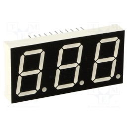 10 pcs : LTD080BAG-103-01 - Display: LED, 7-segment, 20.32mm, 0.8', No.char: 3, green, 7.6mcd