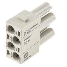 2 pcs - HARTING Heavy Duty Power Connector Module, 40A, Female, Han-Modular Series, 4 Contacts