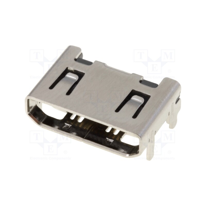 10 pcs : 206G-SGAN-R01 - Connector: mini HDMI, socket, with peg, PIN: 19, gold-plated, SMT