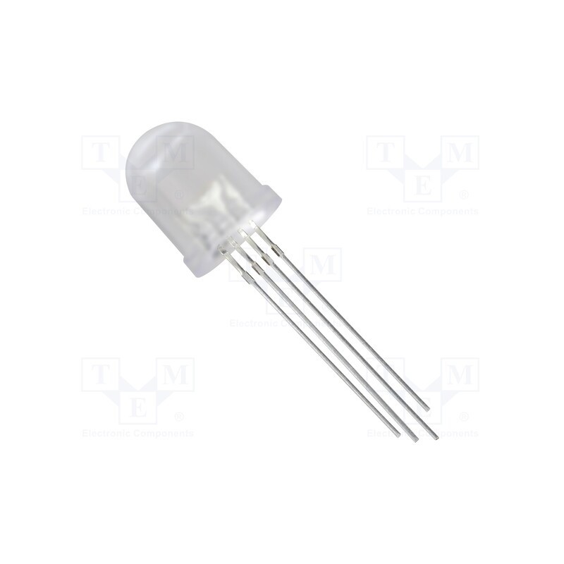 10 pcs : NTE30158 - LED, 10mm, RGB, 60°, Front: convex, 1.8÷2.2/2.8÷3.4/2.8÷3.4V
