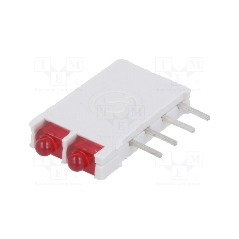 10 pcs : DBI01300 - LED, in housing, red, 1.8mm, No.of diodes: 2, 10mA, 38°, 2V, 13mcd